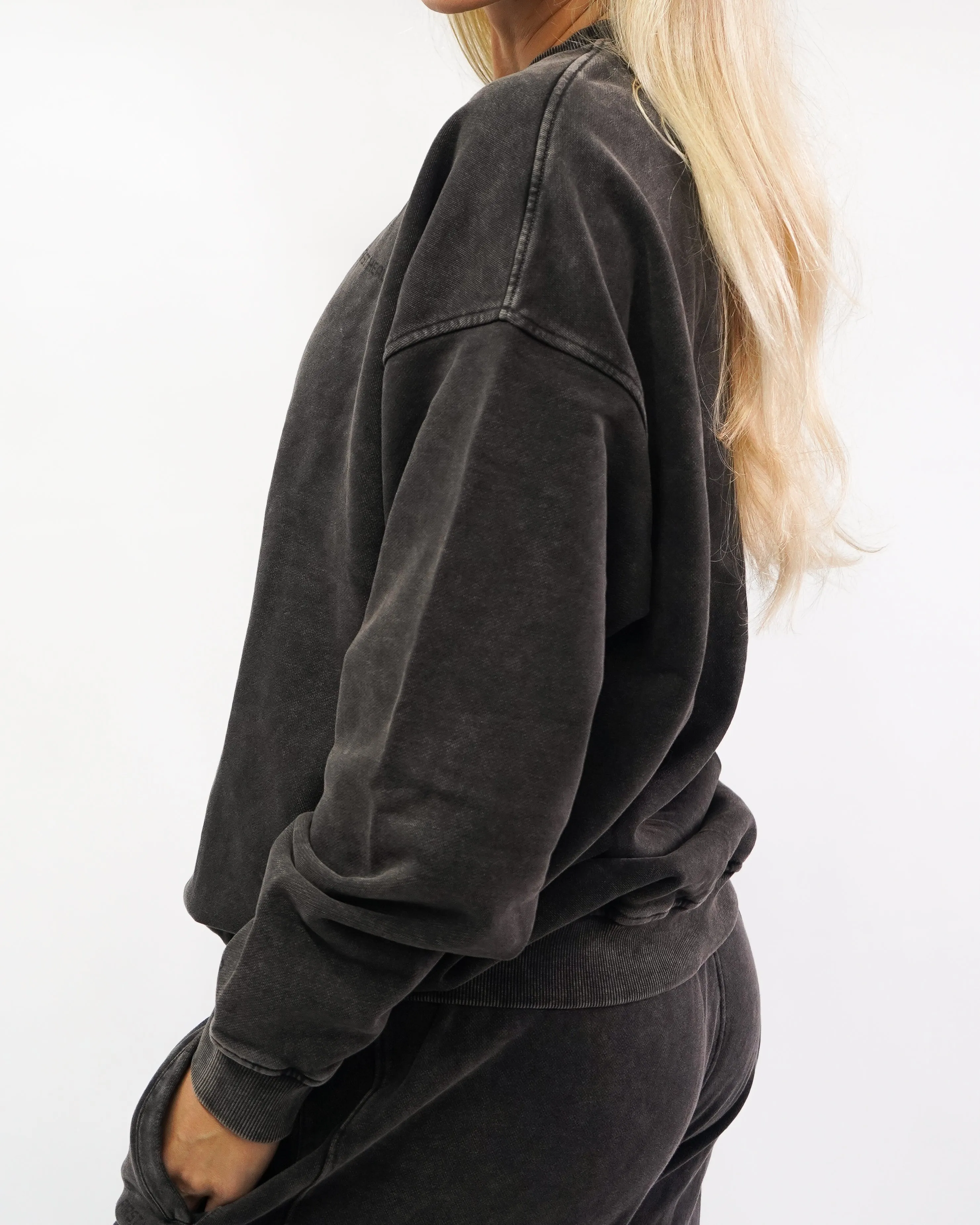 Acid Wash Crew Neck - Espresso sold by First Health Apparel product image thumbnail 4