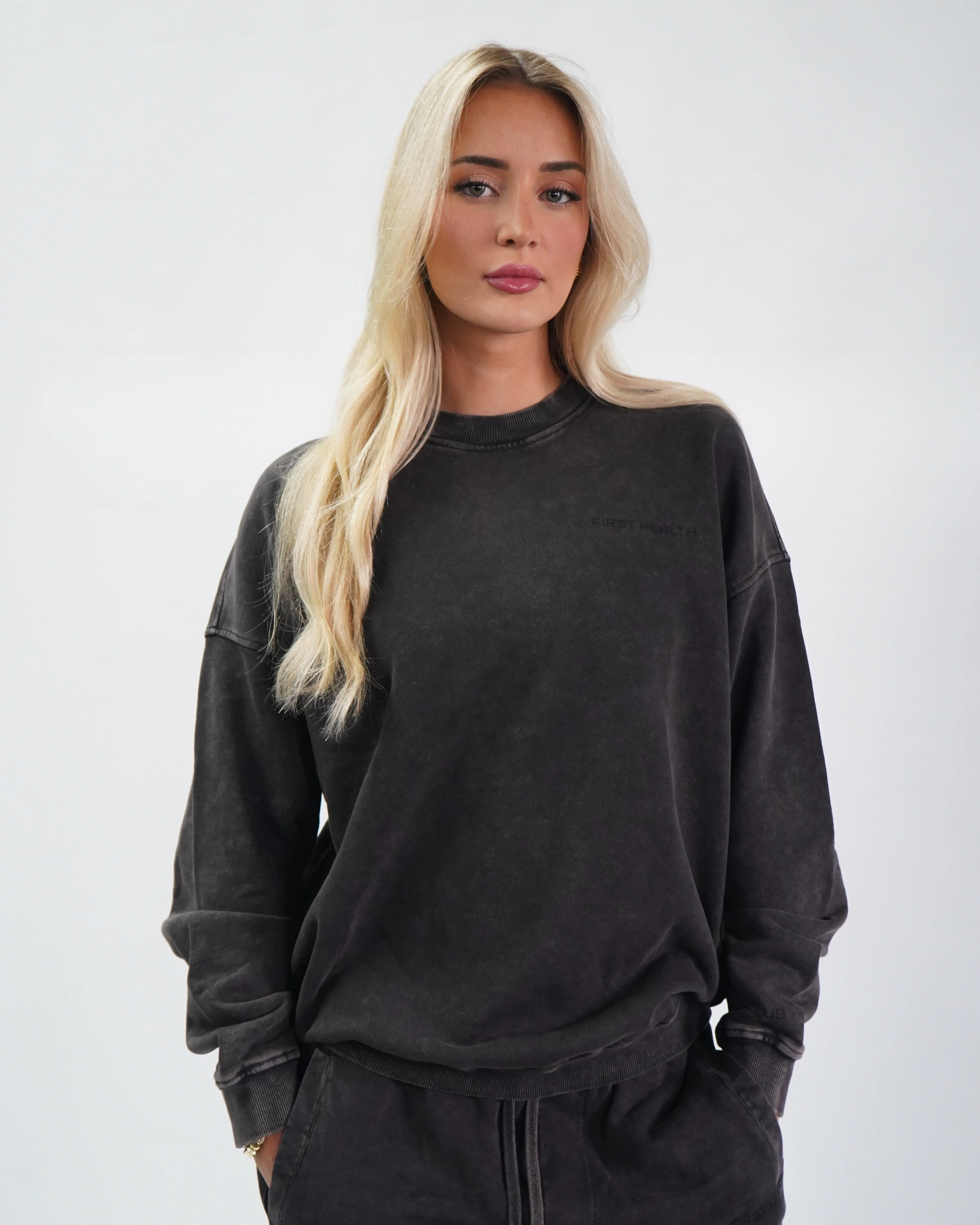 Acid Wash Crew Neck - Espresso sold by First Health Apparel