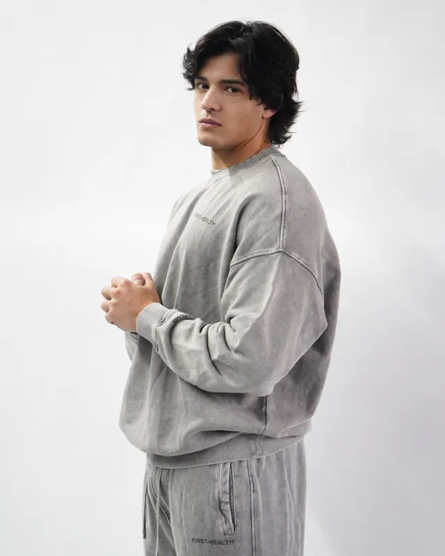 Acid Wash Crew Neck - Ash sold by First Health Apparel