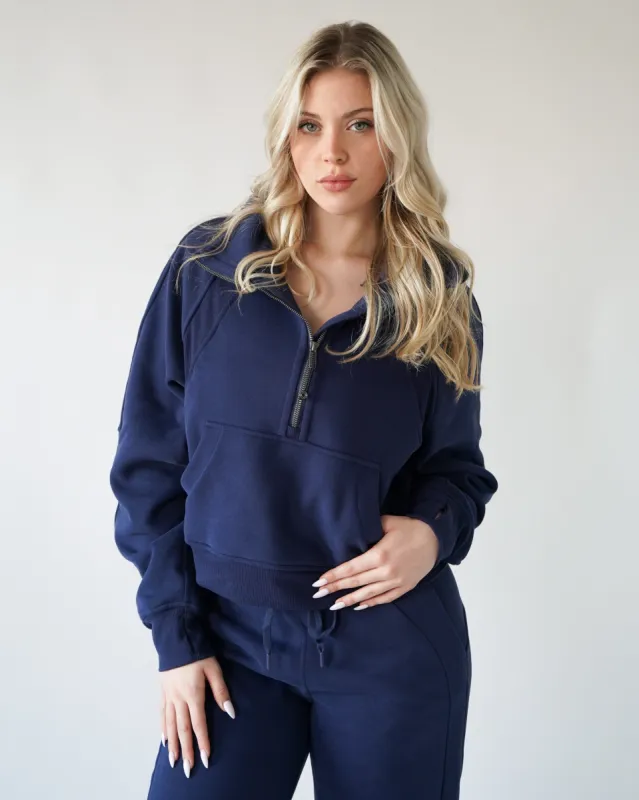 Lounge Half-Zip Sweatshirt - Navy sold by First Health Apparel