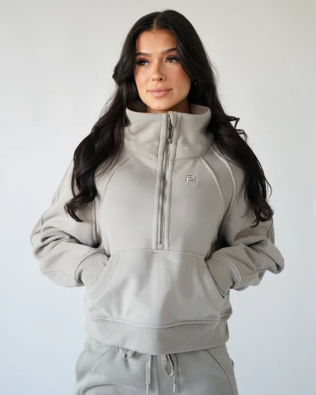 Lounge Half-Zip Sweatshirt - Taupe sold by First Health Apparel