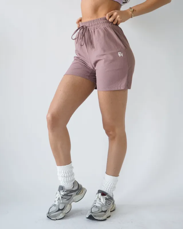 Training Ribbed Shorts 6" - Mauve sold by First Health Apparel
