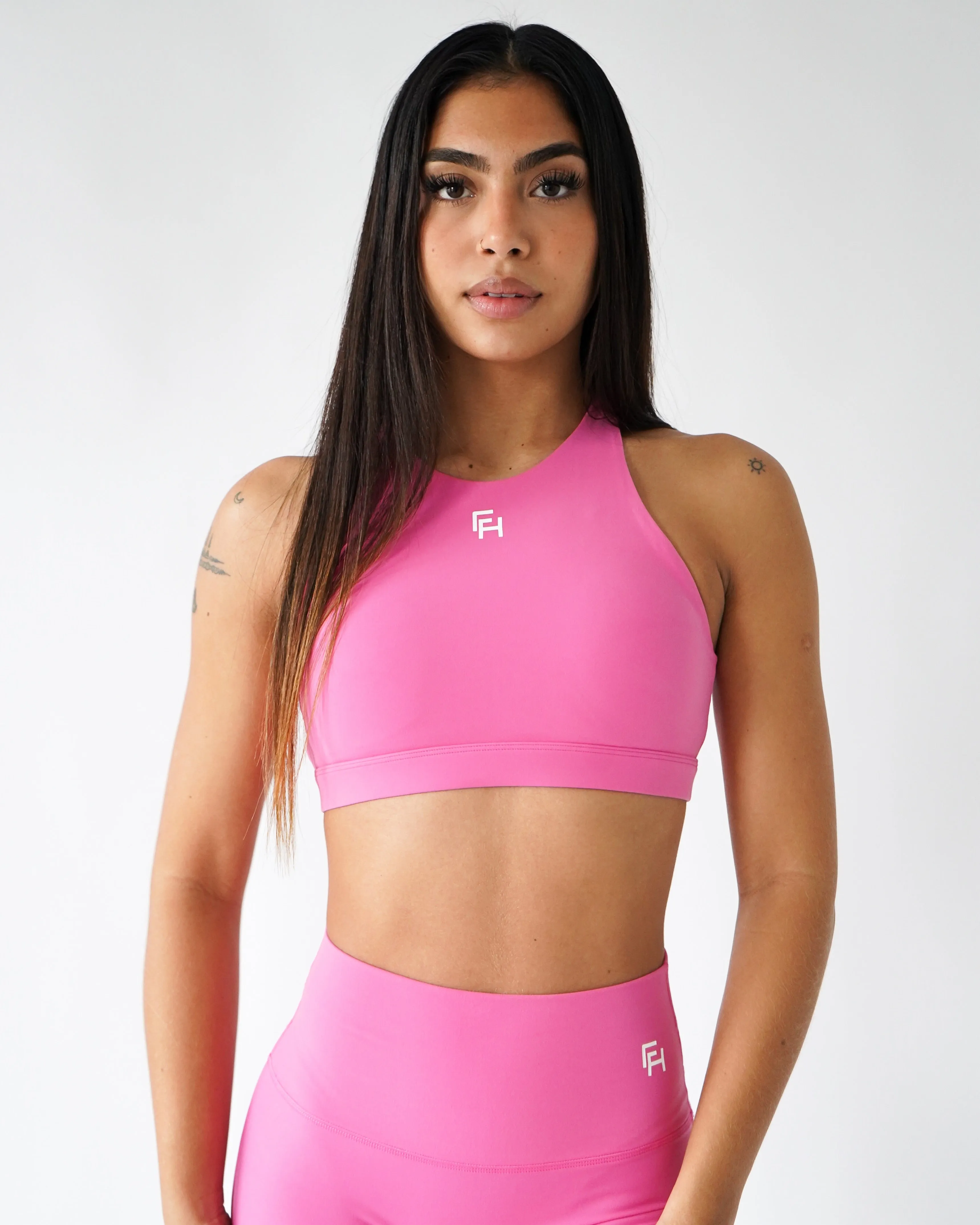 Everyday High-Neck Sports Bra - Bubblegum sold by First Health Apparel