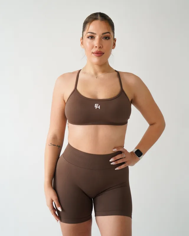 Enhance Contour Sports Bra — Cocoa sold by First Health Apparel