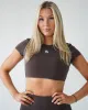 Everyday Open Back Crop Tee - Wood sold by First Health Apparel