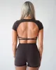 Everyday Open Back Crop Tee - Wood sold by First Health Apparel