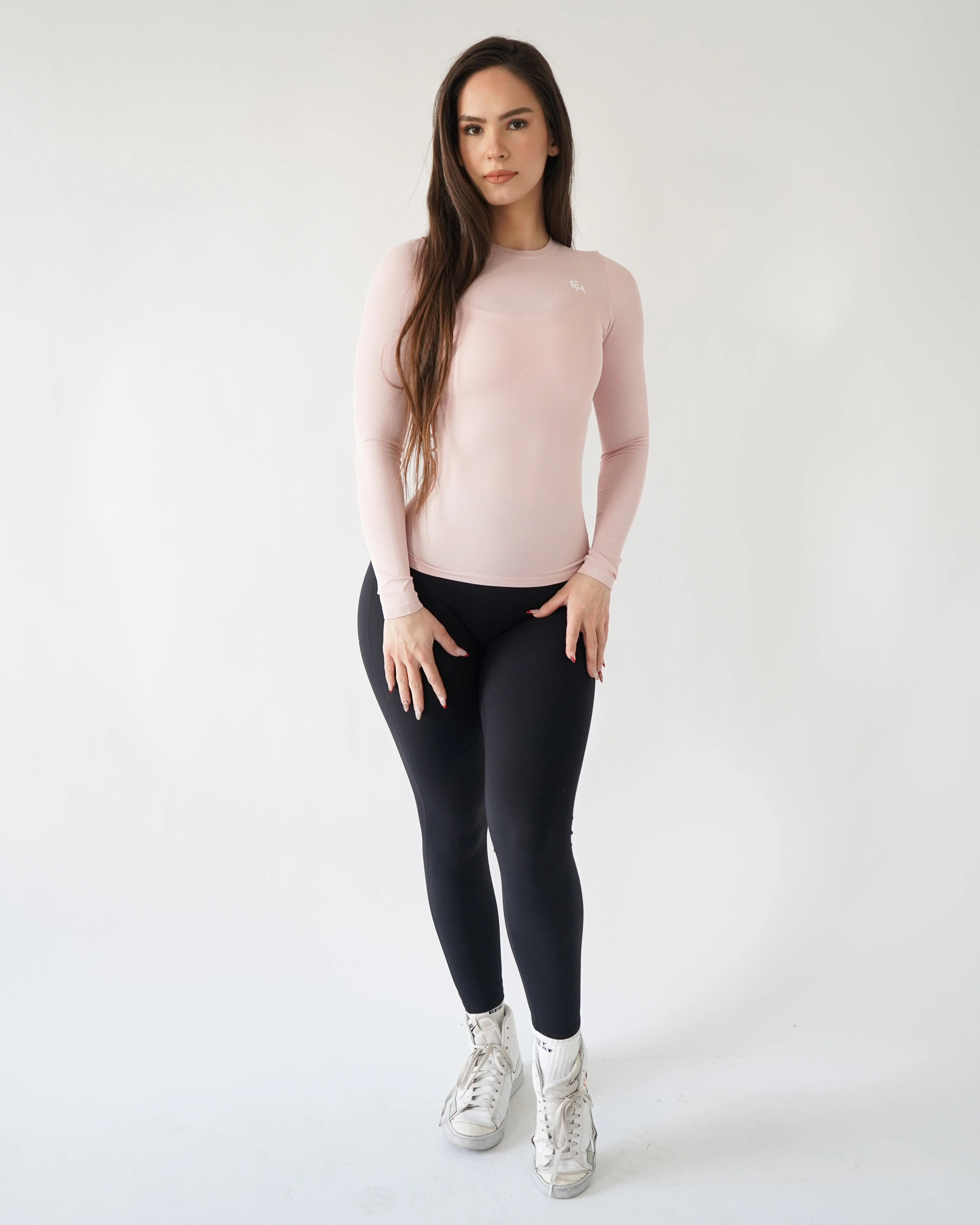 Ribbed Seamless Long Sleeve - Blush sold by First Health Apparel product image thumbnail 3