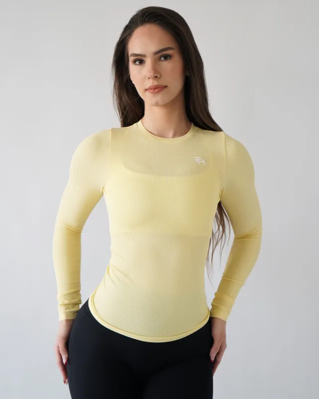 Ribbed Seamless Long Sleeve - Buttercup sold by First Health Apparel