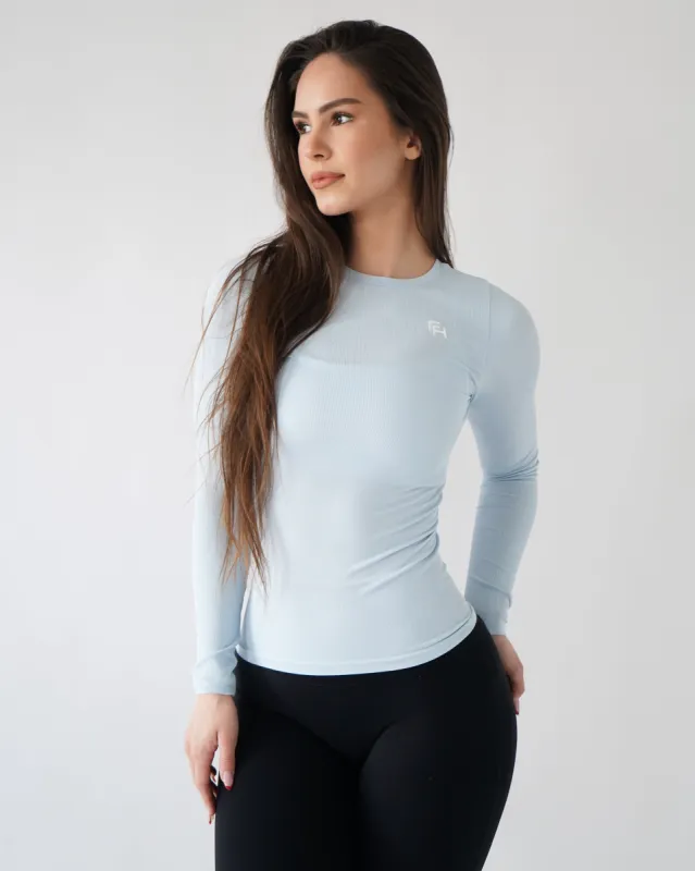 Ribbed Seamless Long Sleeve - Cloud sold by First Health Apparel