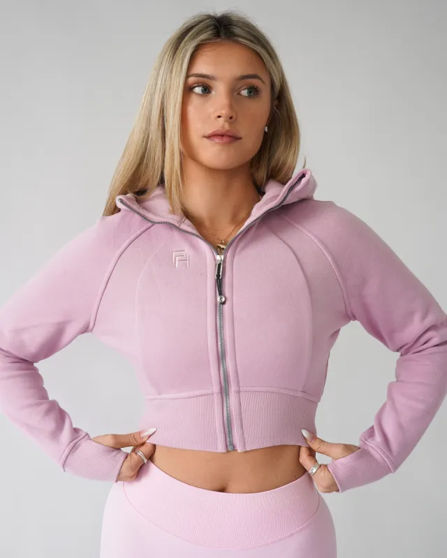 Lounge Cropped Zip-Up Hoodie - Mauve sold by First Health Apparel