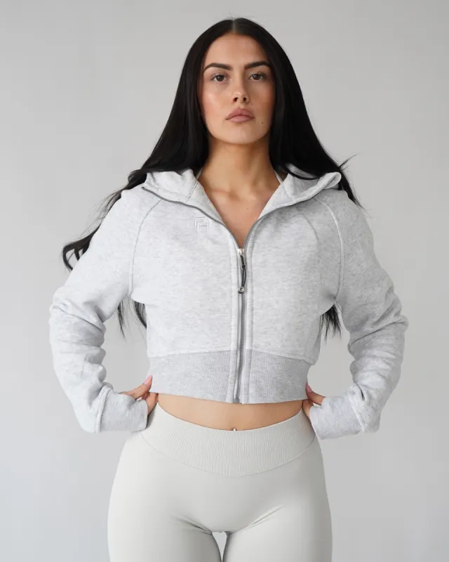 Lounge Cropped Zip-Up Hoodie - Heather Gray sold by First Health Apparel