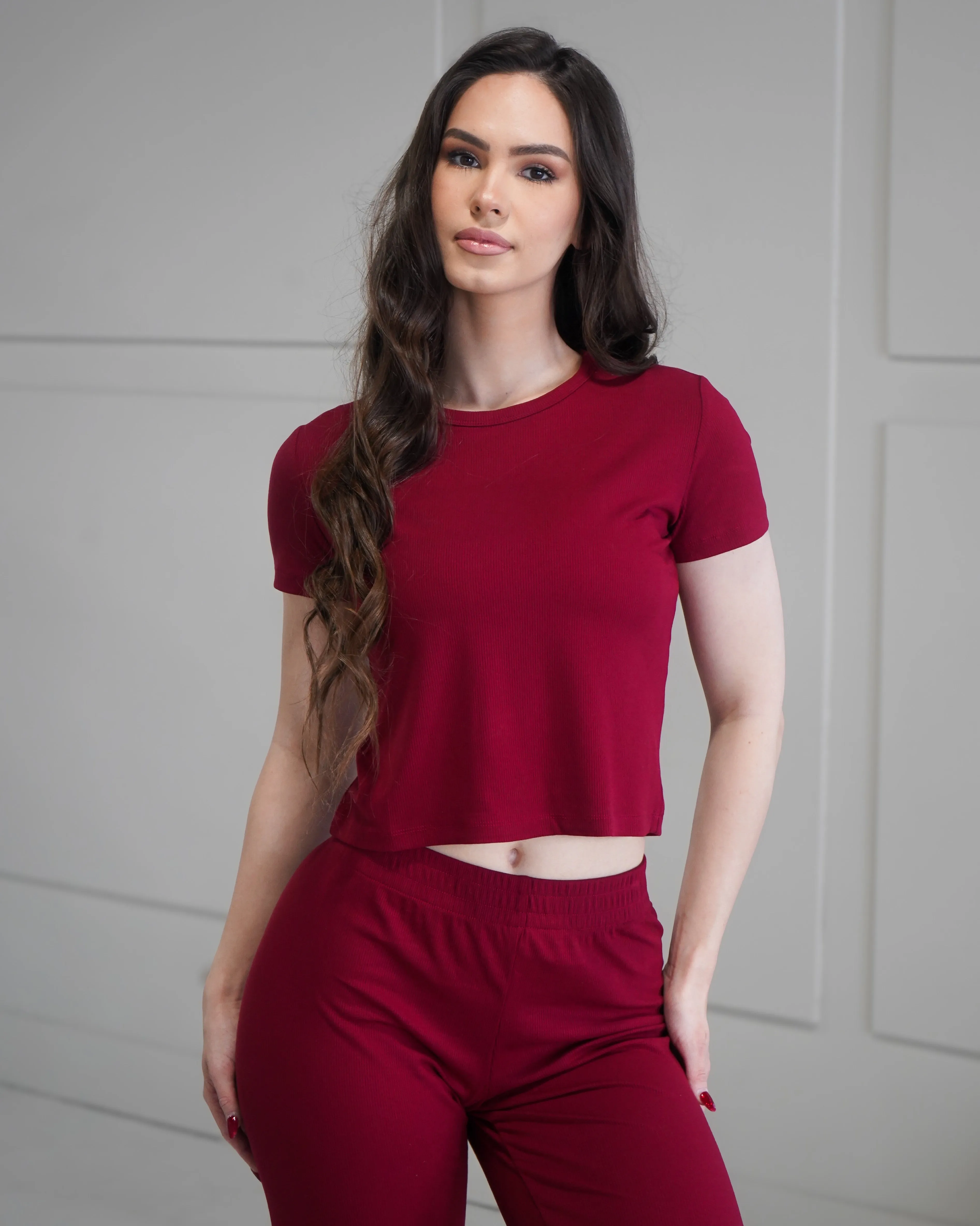 Luxe Lounge T-Shirt - Cherry sold by First Health Apparel