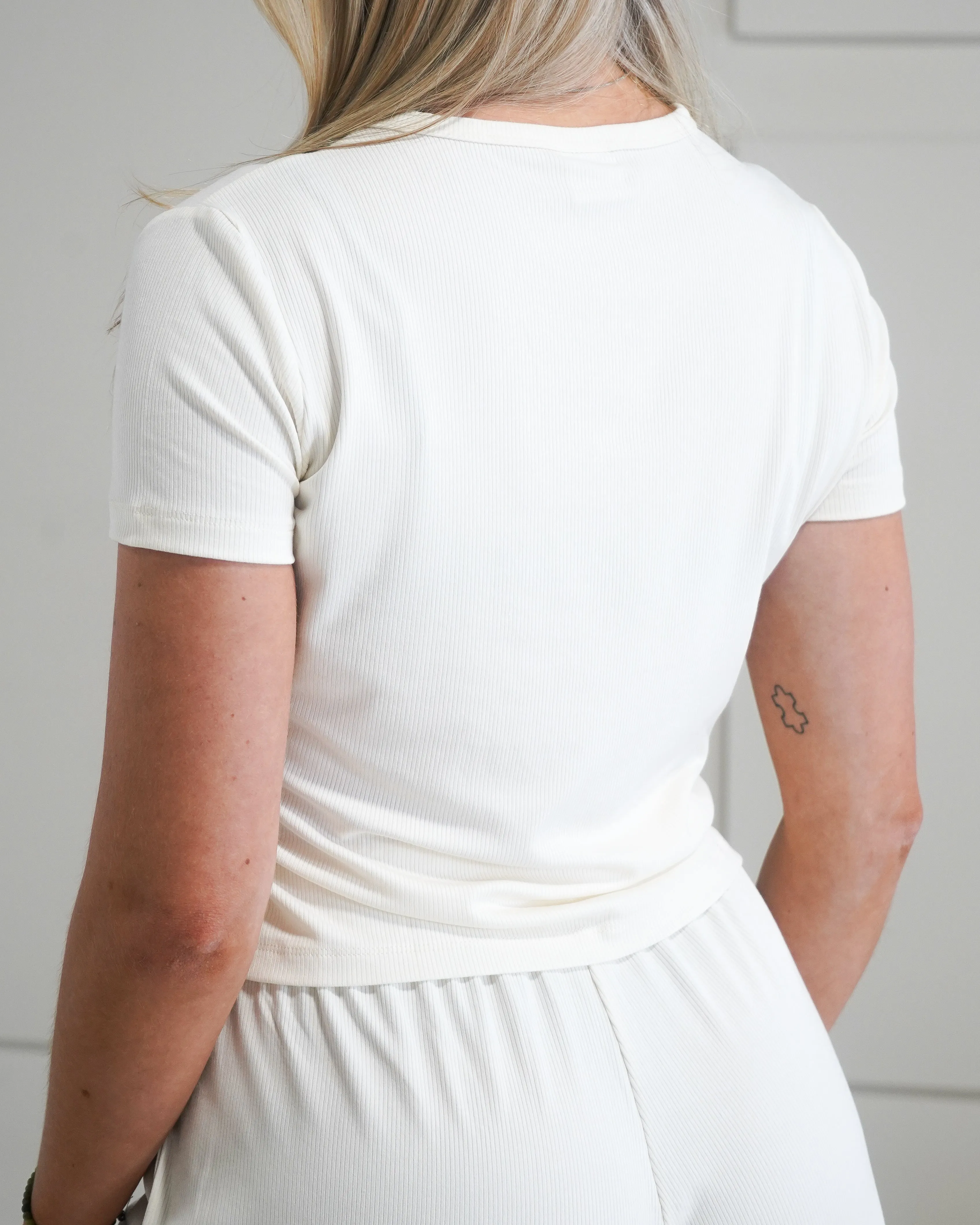 Luxe Lounge T-Shirt - Cream sold by First Health Apparel product image thumbnail 3