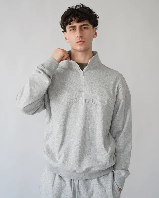 Essential Quarter Zip - Heather sold by First Health Apparel