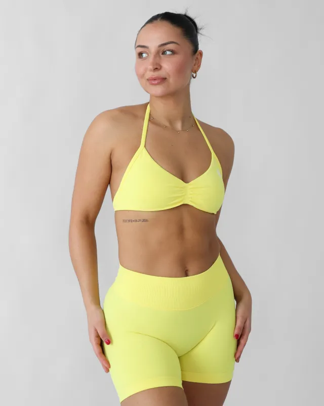 Ascend Halter Sports Bra - Lemon sold by First Health Apparel