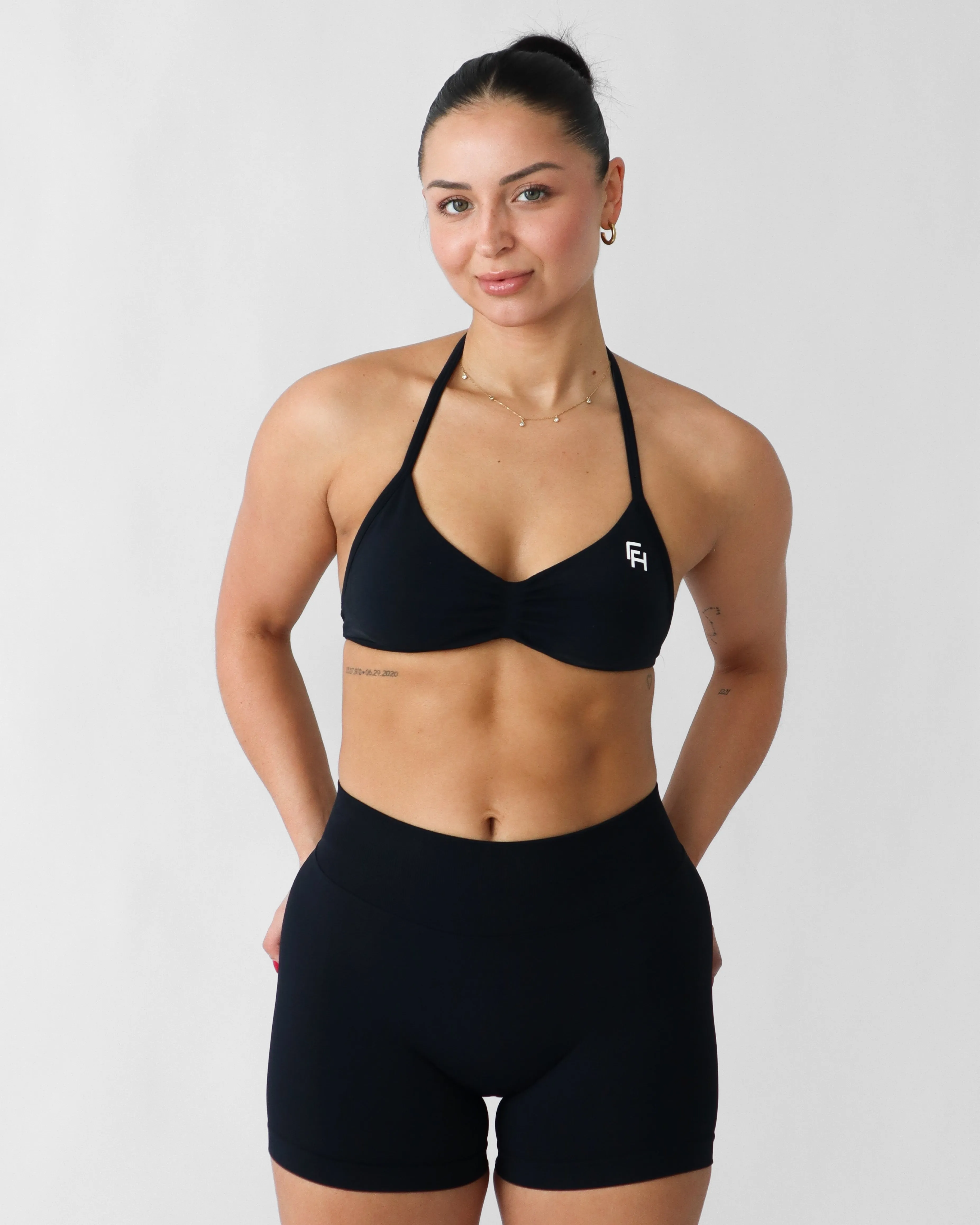 Ascend Halter Sports Bra - Black sold by First Health Apparel