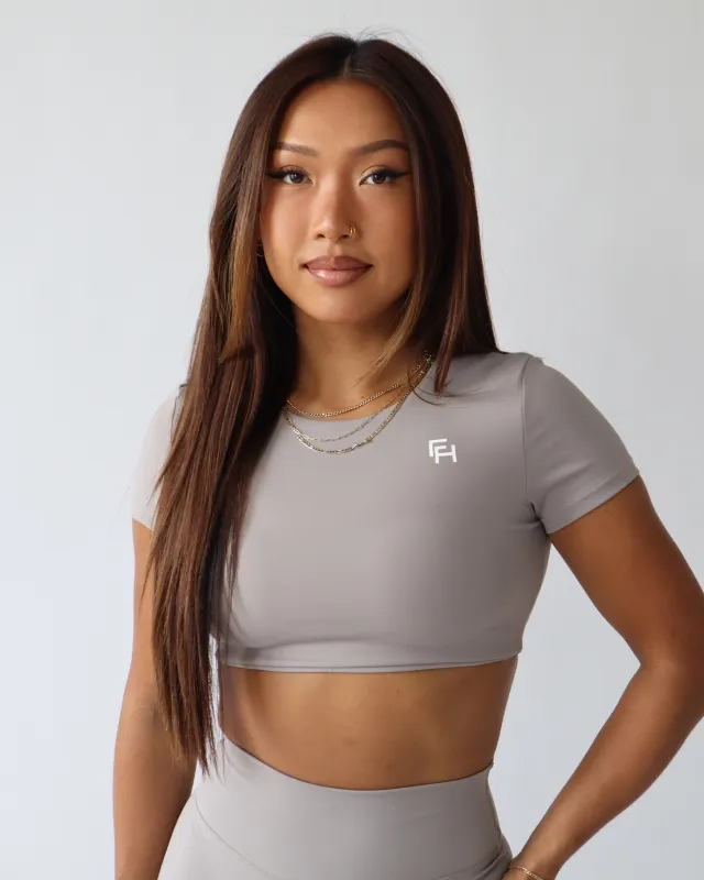 Adapt Crop Tee - Ash sold by First Health Apparel