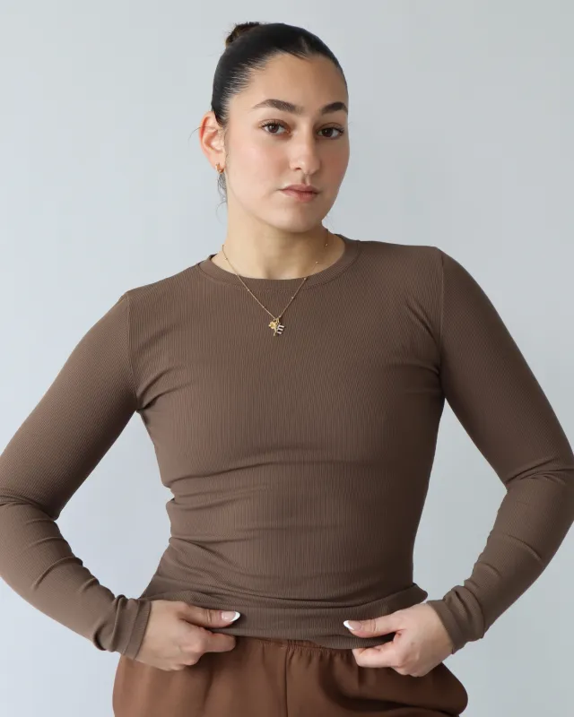 Essential Ribbed Longsleeve - Espresso sold by First Health Apparel