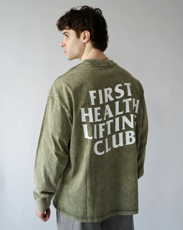 Lifting Club Long Sleeve - Olive sold by First Health Apparel