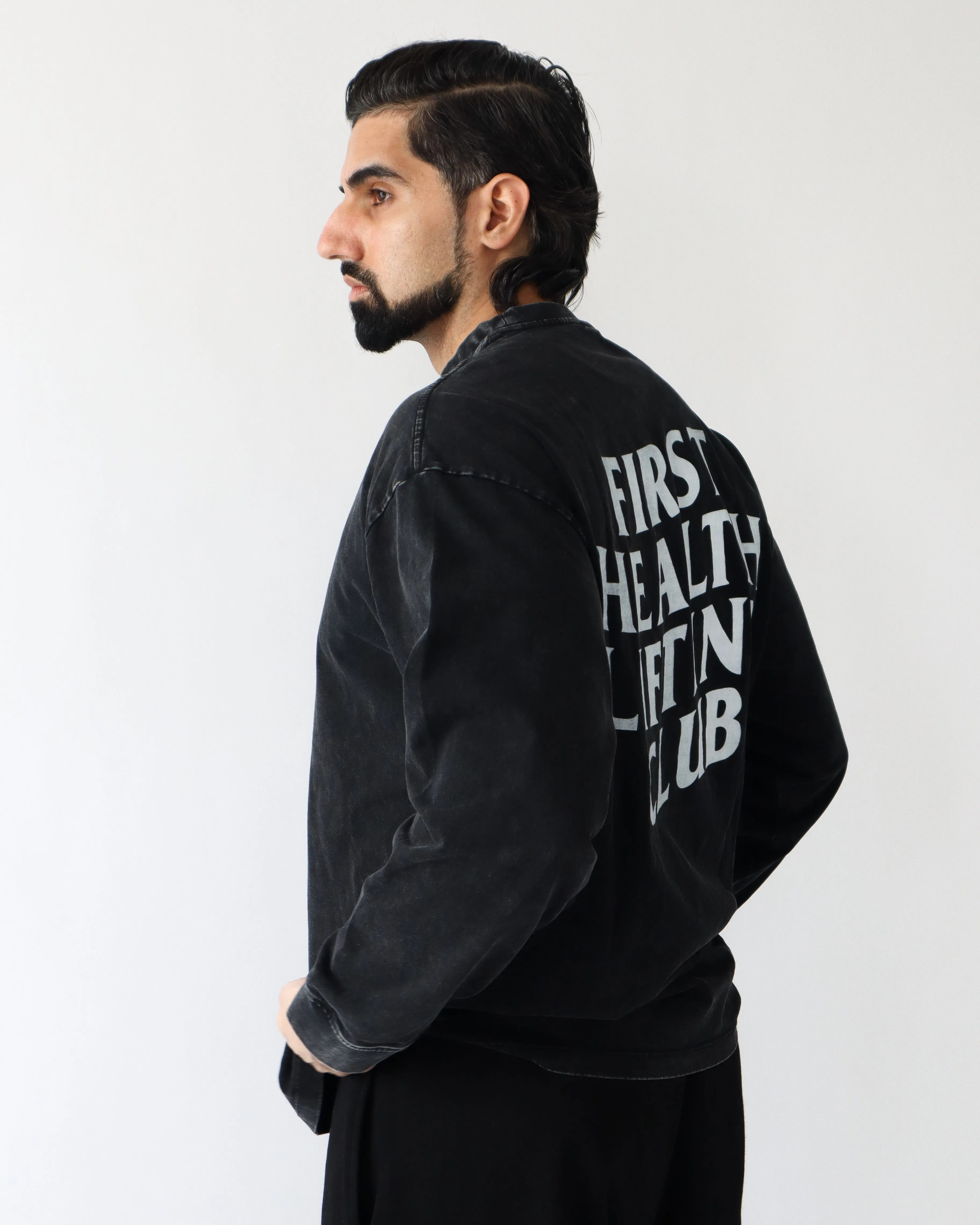 Lifting Club Long Sleeve - Charcoal sold by First Health Apparel