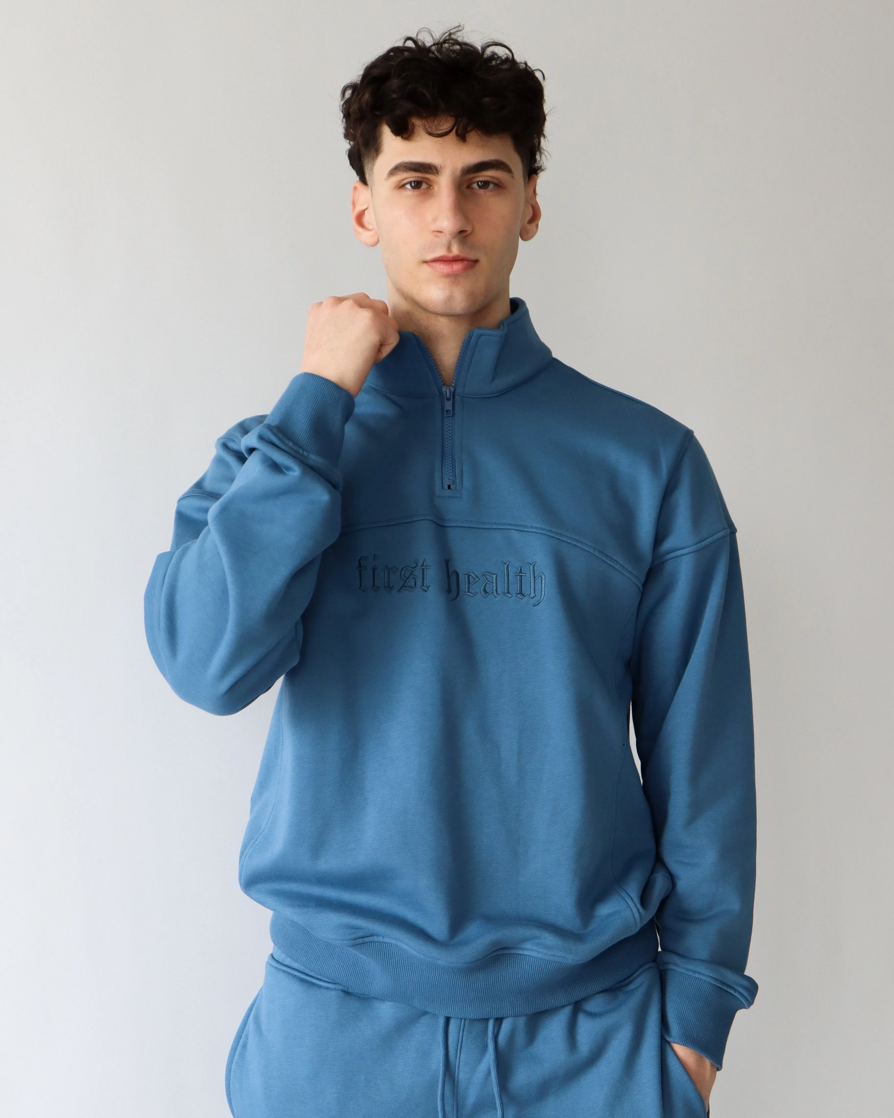 Essential Quarter Zip - Steel sold by First Health Apparel