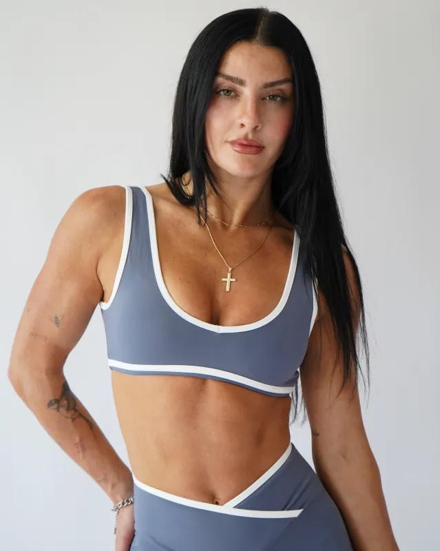 Contrast Sports Bra - Vintage Navy sold by First Health Apparel