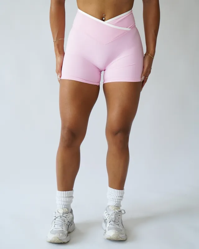 Contrast V-Waist Shorts 4" - Sugar sold by First Health Apparel
