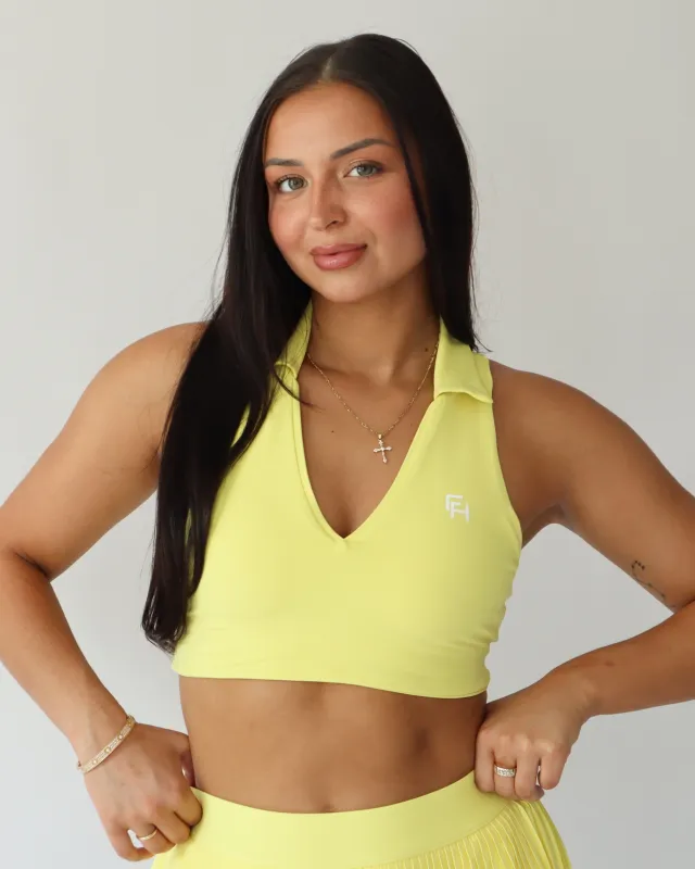 Cropped Polo Tank - Lemon sold by First Health Apparel