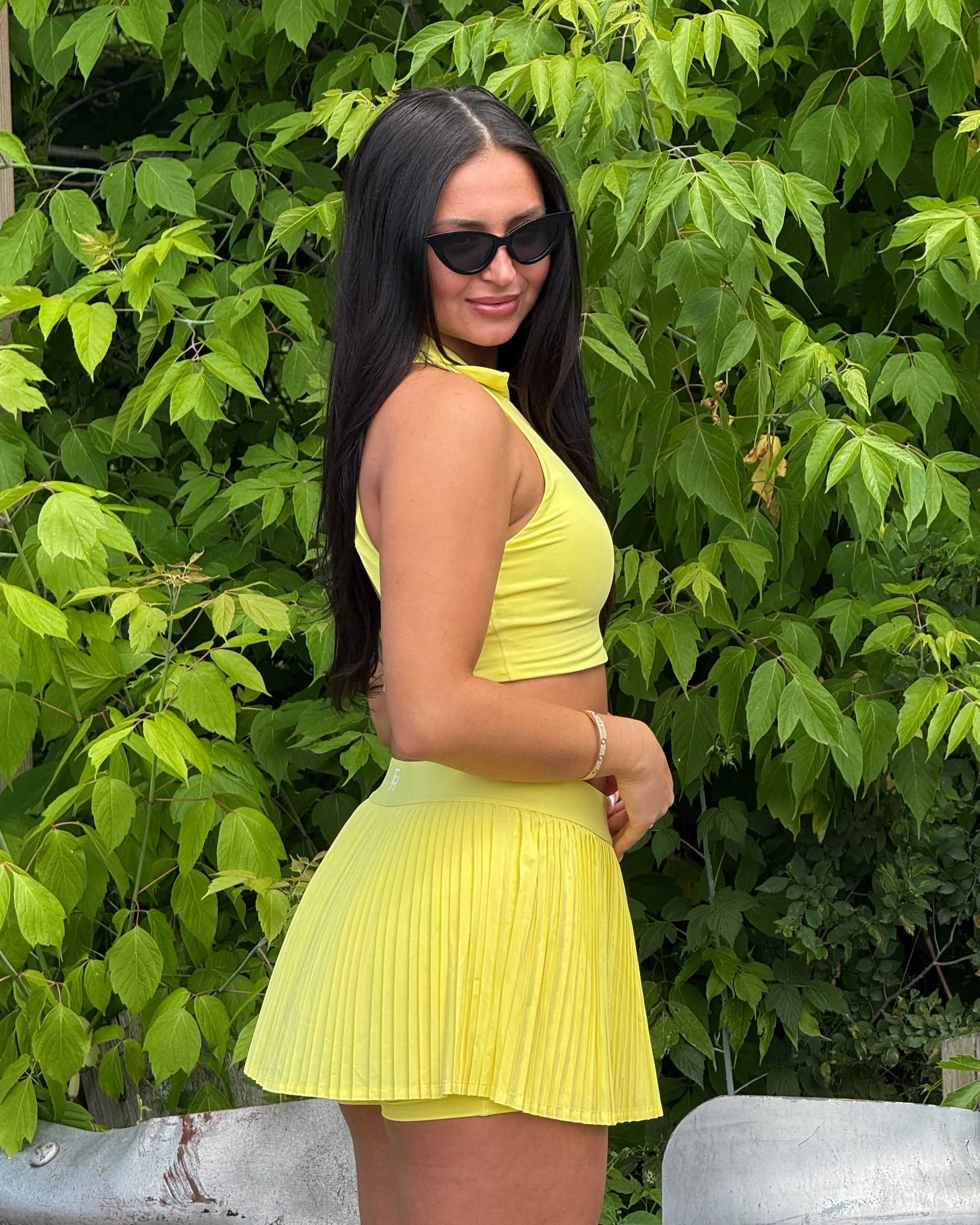Pleated Mini Skort - Lemon sold by First Health Apparel product image thumbnail 2