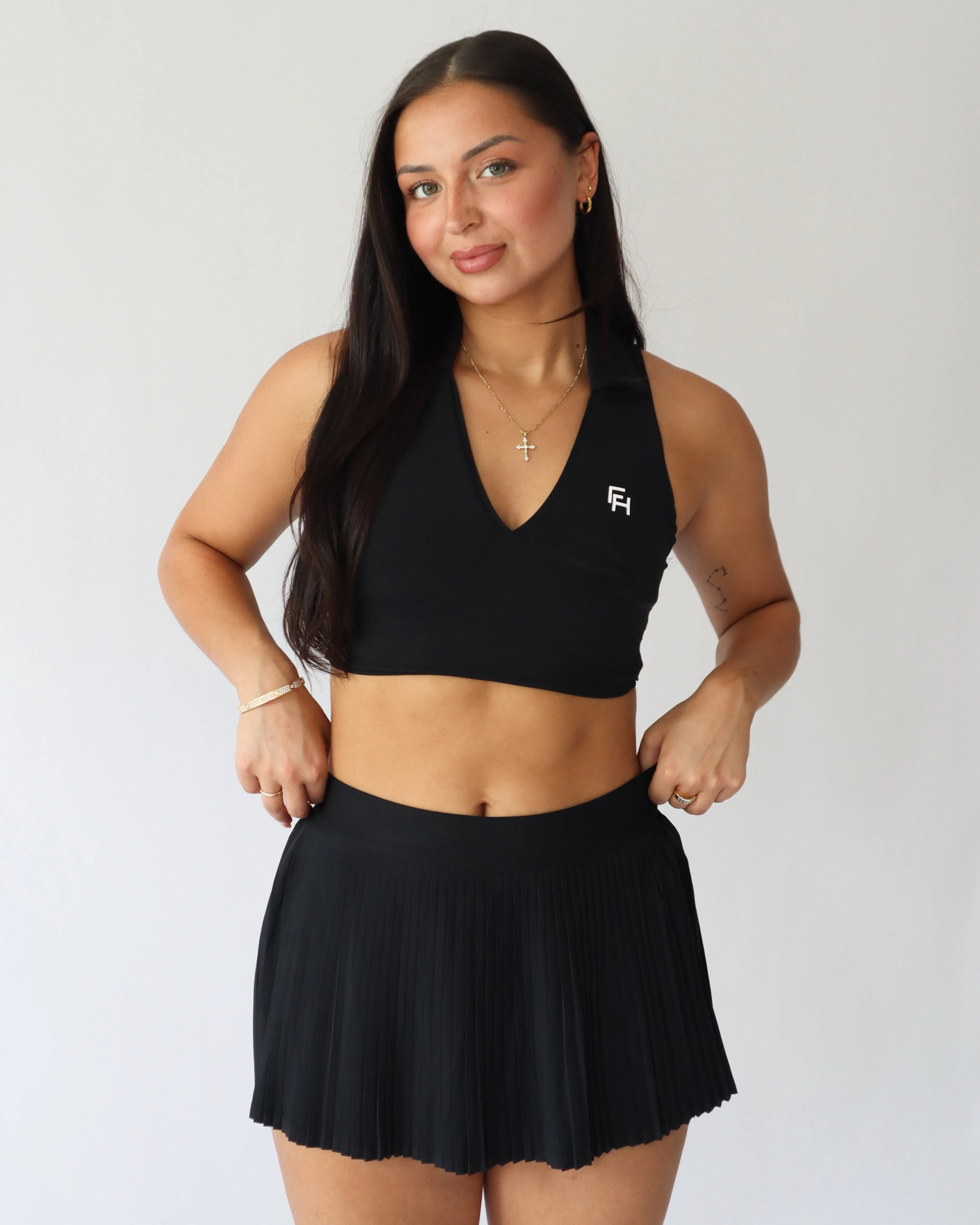 Cropped Polo Tank - Black sold by First Health Apparel