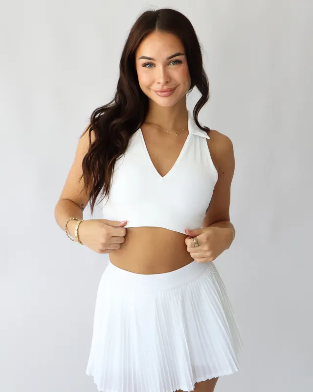 Cropped Polo Tank - White sold by First Health Apparel