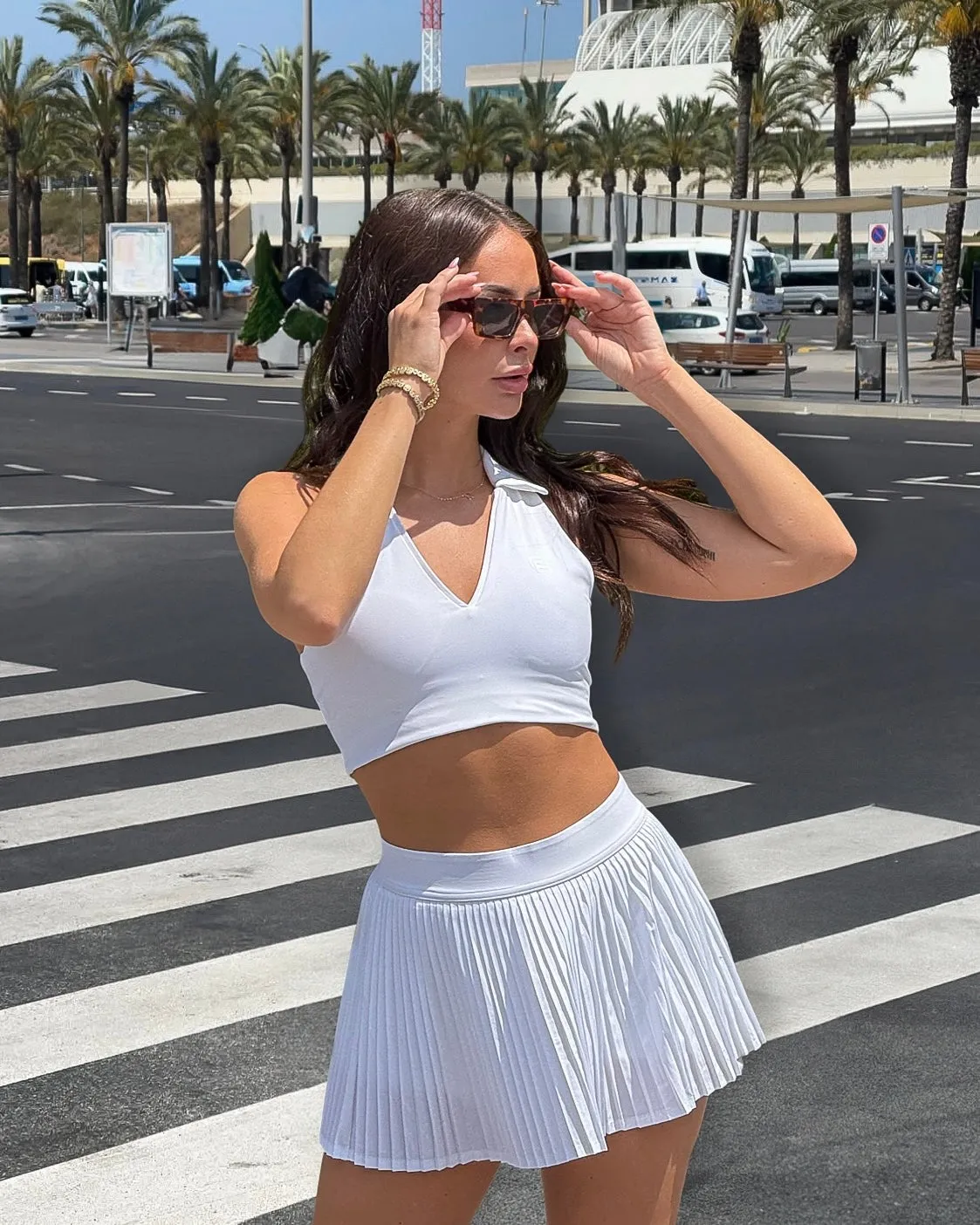 Pleated Mini Skort - White sold by First Health Apparel product image thumbnail 2