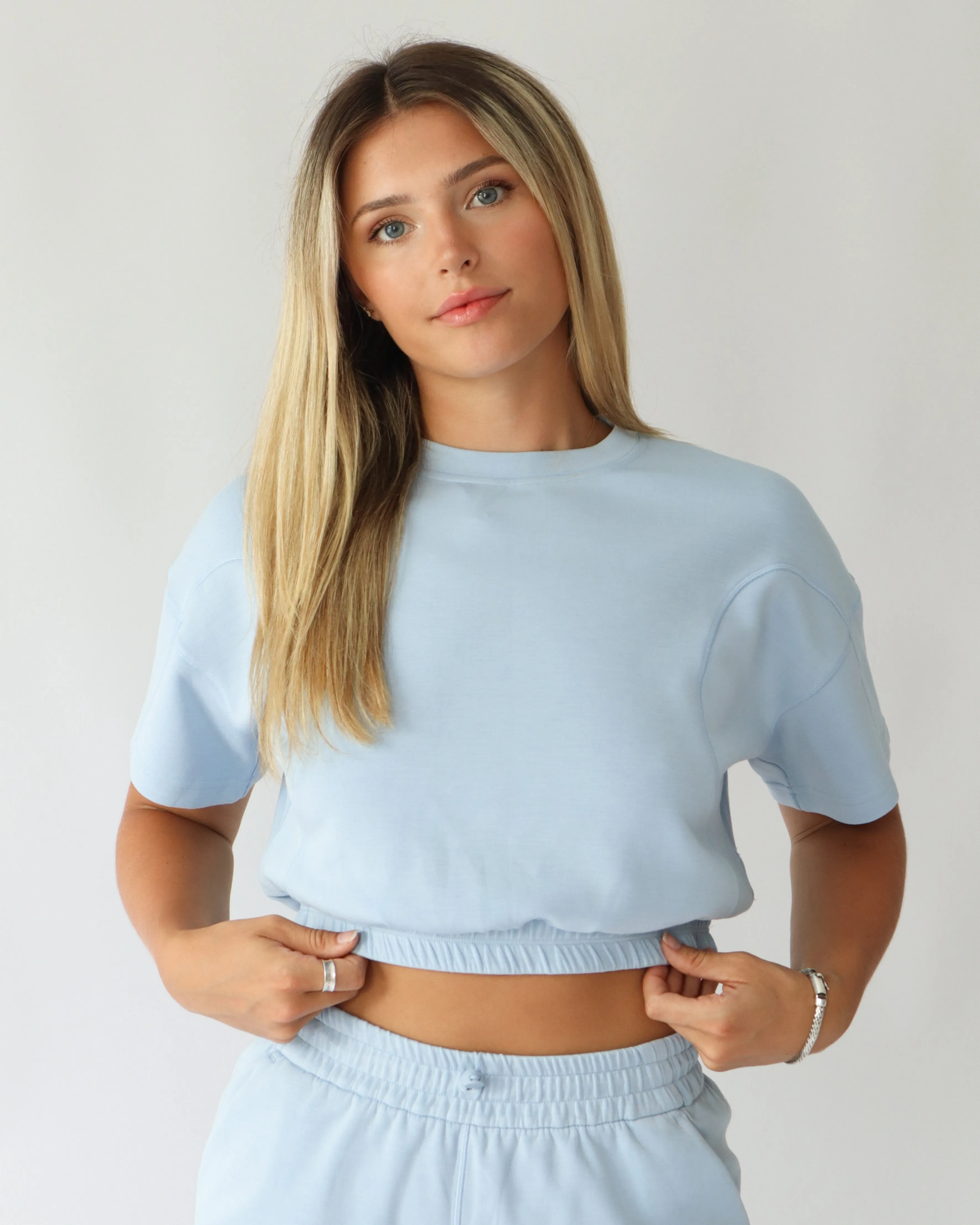 Lounge Cinched T-Shirt - Sky sold by First Health Apparel
