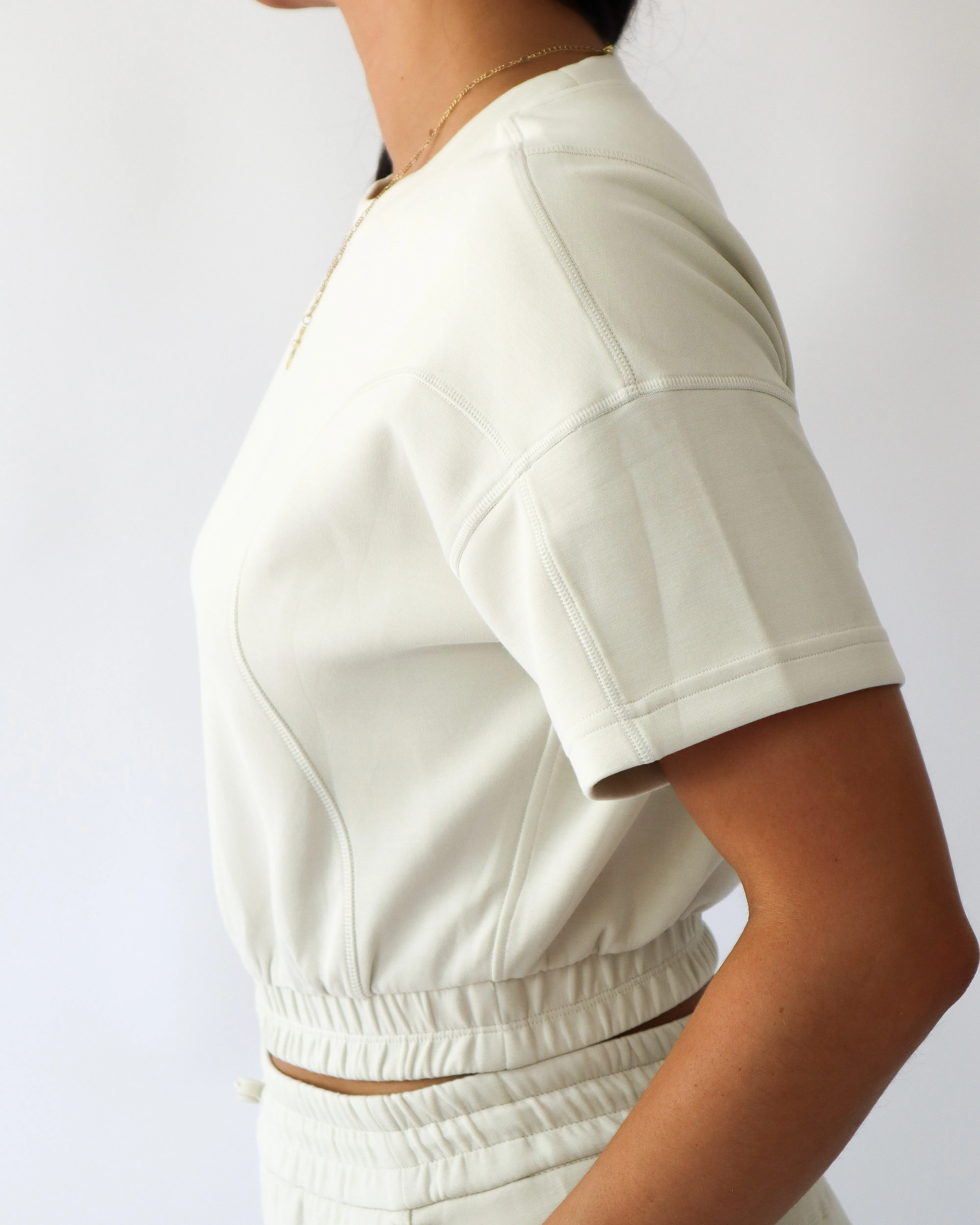 Lounge Cinched T-Shirt - Cream sold by First Health Apparel product image thumbnail 2