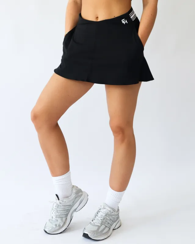 Contrast V-Waist Skort - Black sold by First Health Apparel