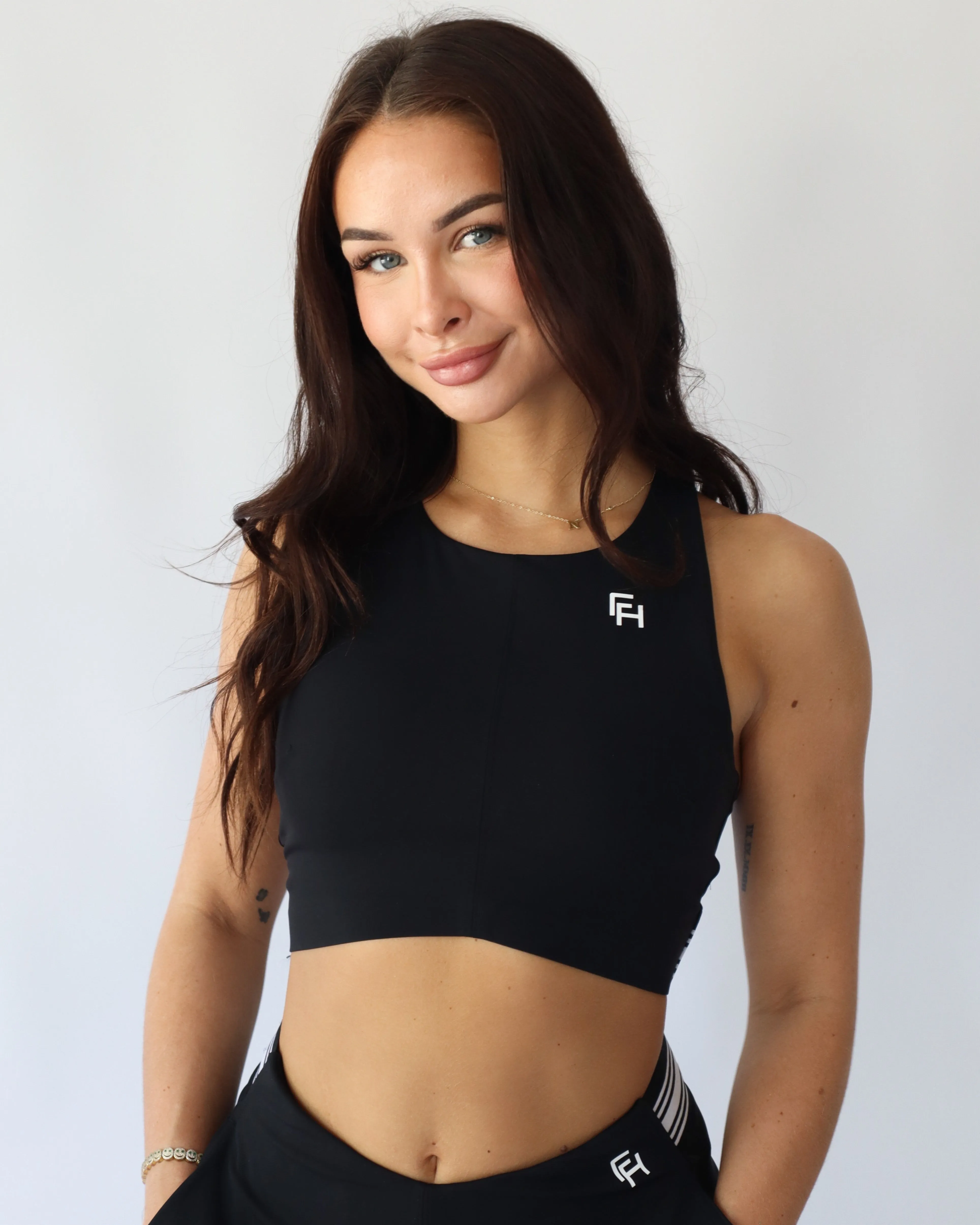 Tennis High Neck Sports Bra - Black sold by First Health Apparel