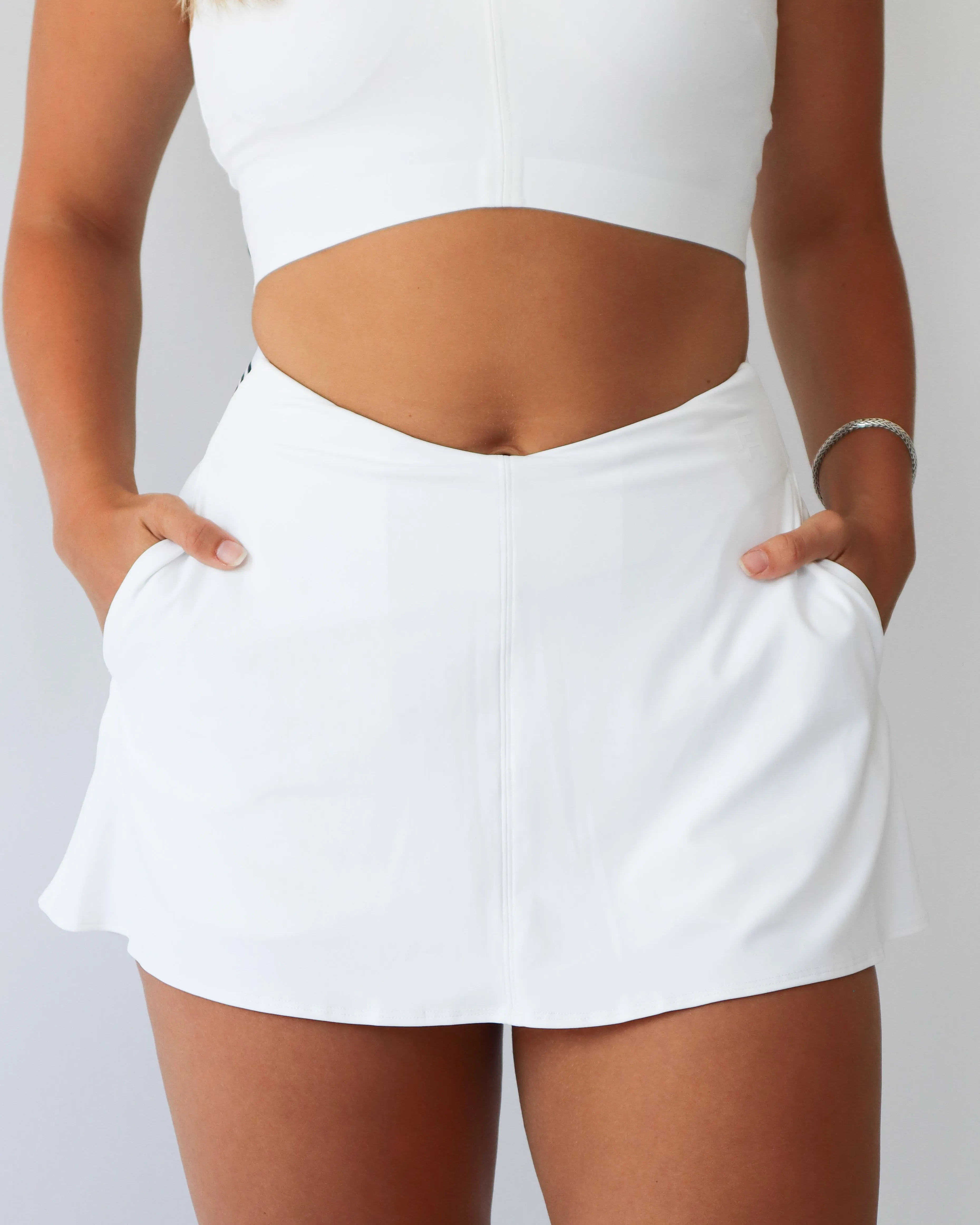 Tennis V-Waist Skort - White sold by First Health Apparel