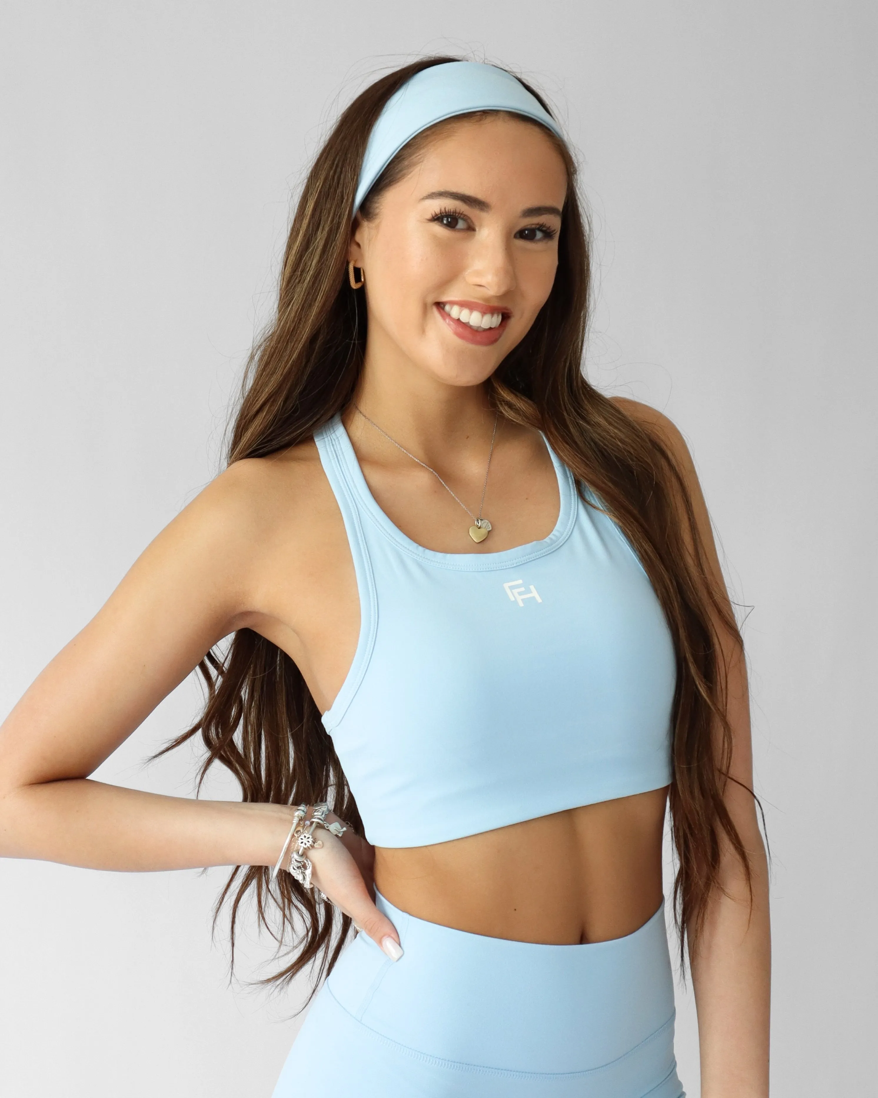 Flow High Neck Sports Bra - Cloud sold by First Health Apparel