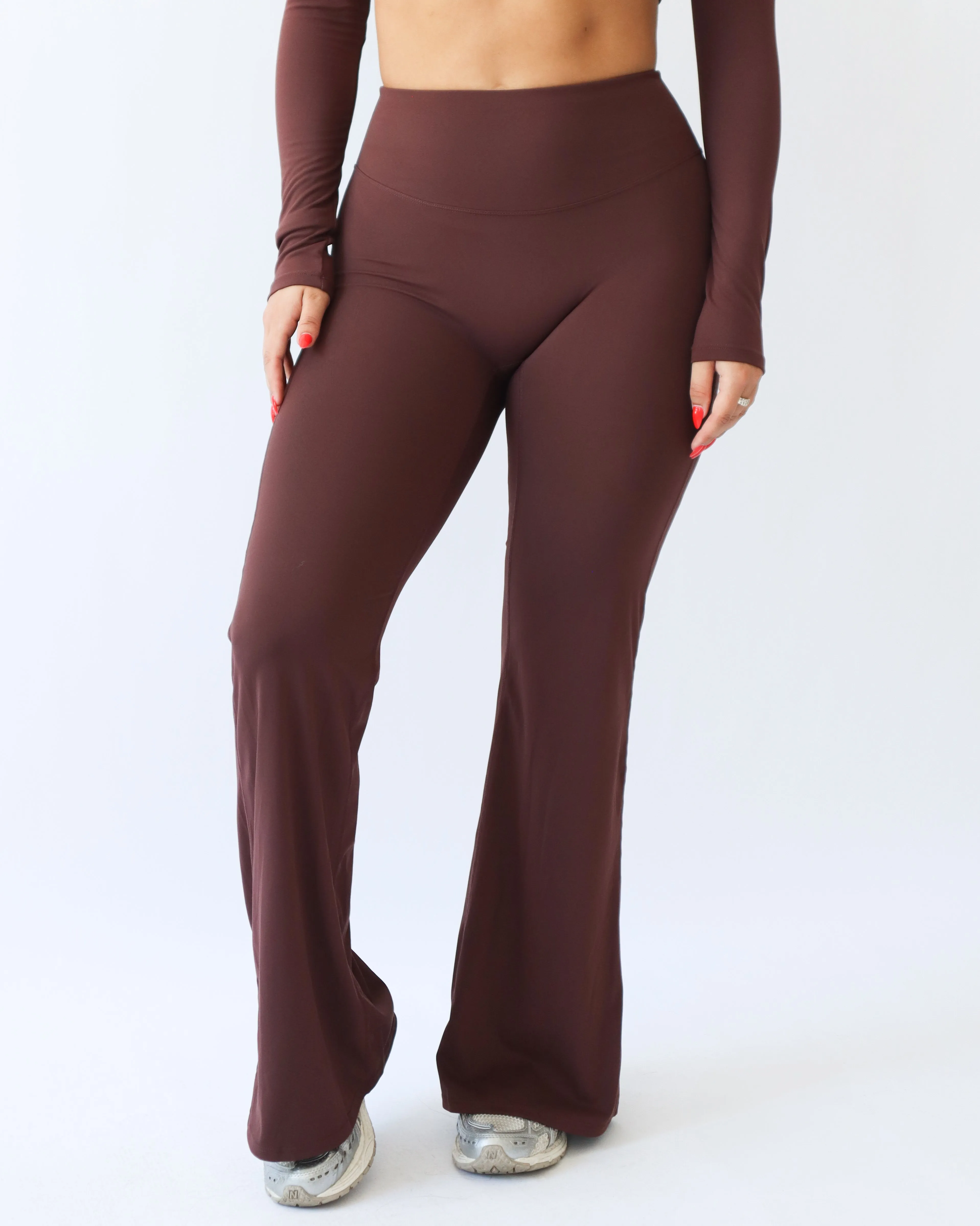 UltraSoft Mid Rise Flare Leggings - Espresso sold by First Health Apparel
