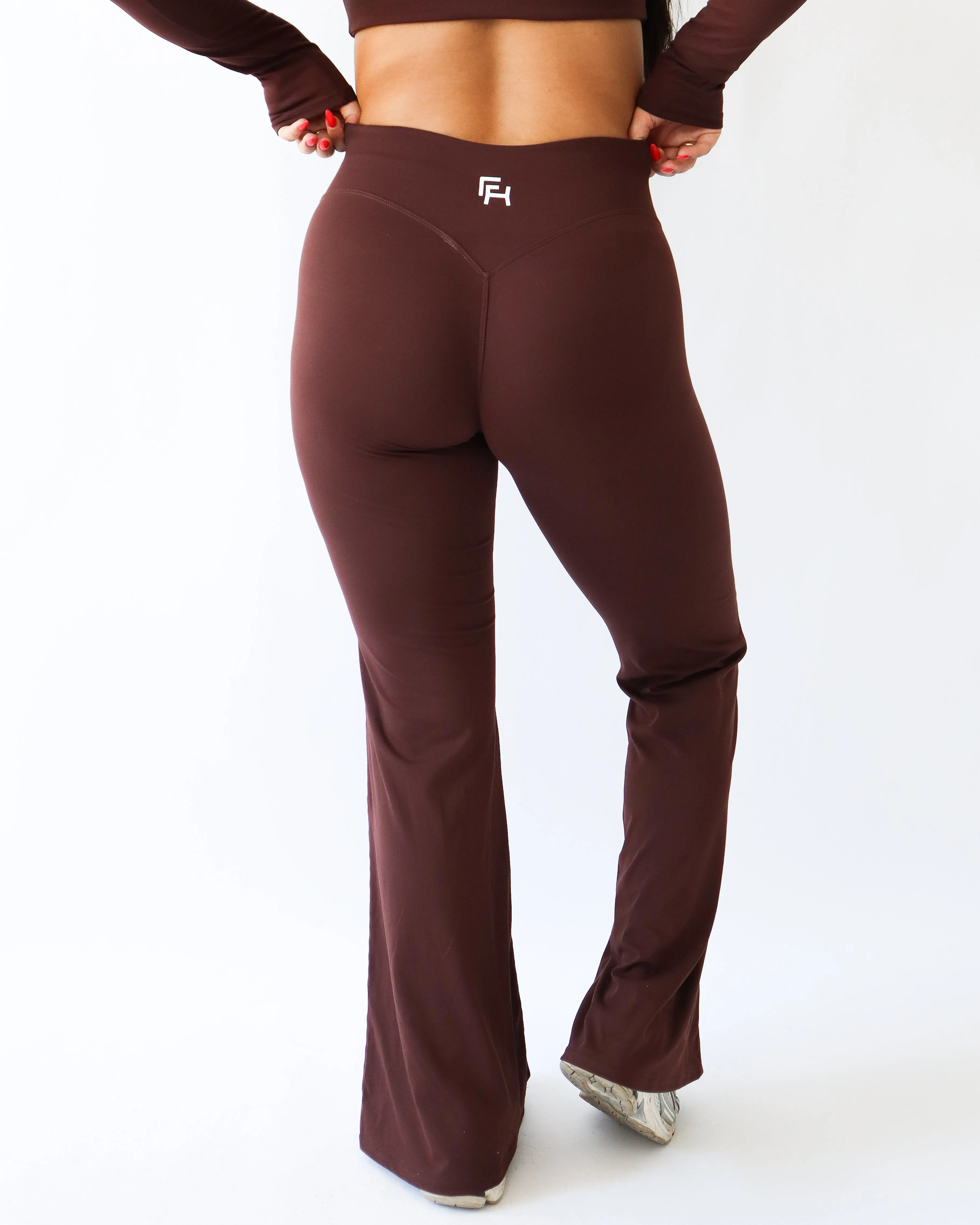 UltraSoft Mid Rise Flare Leggings - Espresso sold by First Health Apparel product image thumbnail 4