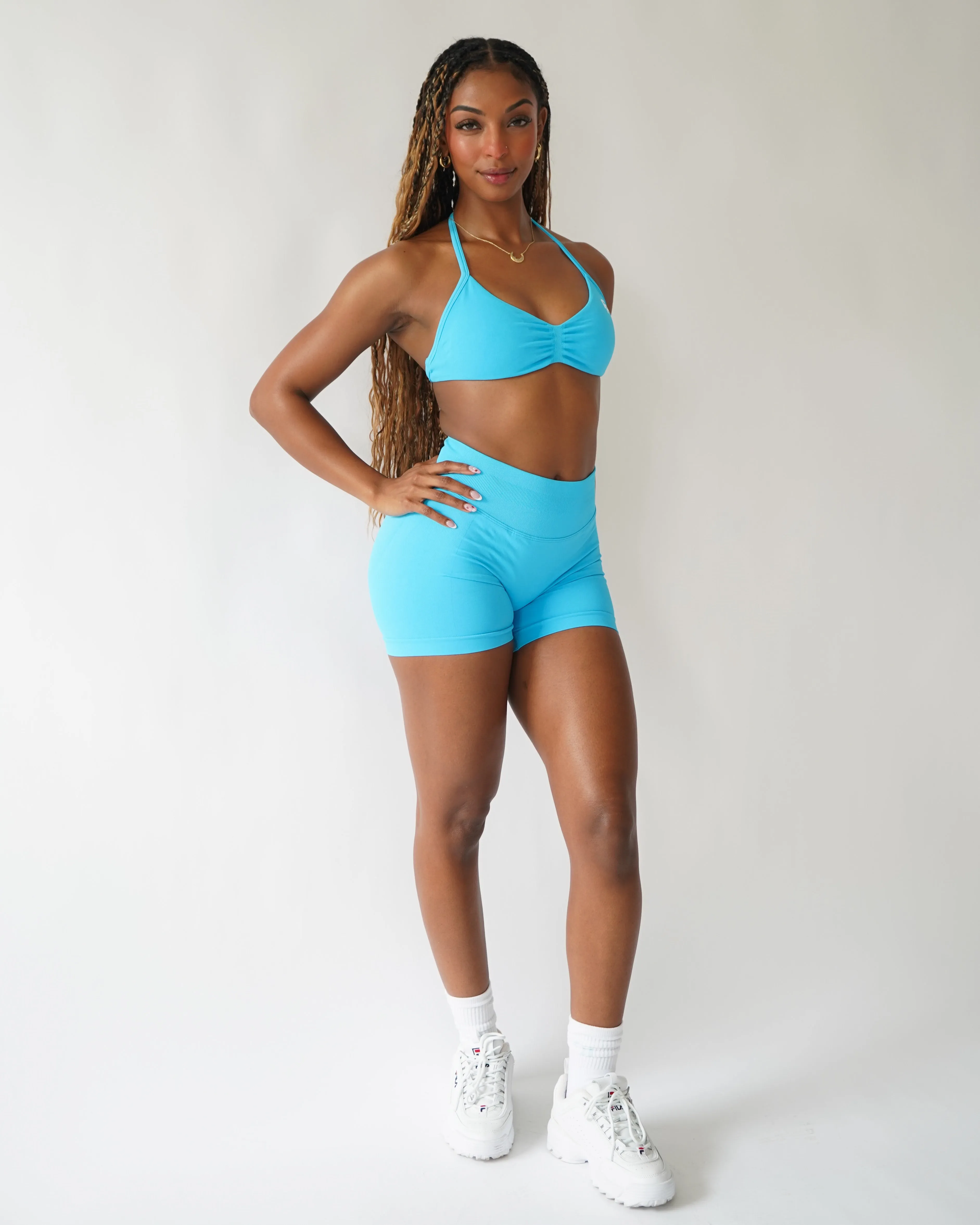 Ascend Halter Sports Bra - Aqua sold by First Health Apparel product image thumbnail 5