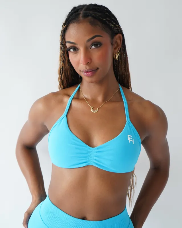 Ascend Halter Sports Bra - Aqua sold by First Health Apparel