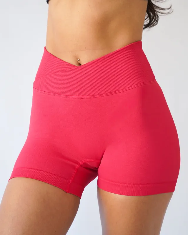 Enhance Contour V-Waist Shorts 4" - Cherry sold by First Health Apparel