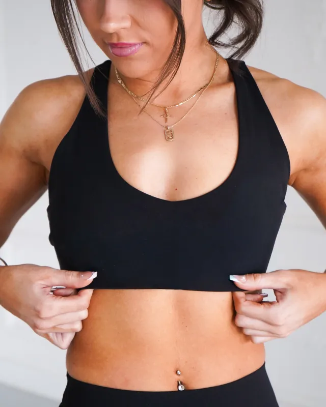 Hatha Racerback Sports Bra - Black sold by First Health Apparel