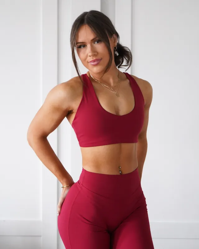 Hatha Racerback Sports Bra - Merlot sold by First Health Apparel