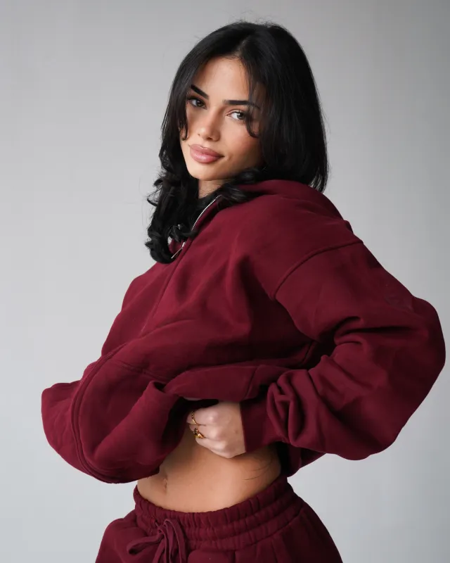 Reset Zip-Up Hoodie - Burgundy sold by First Health Apparel