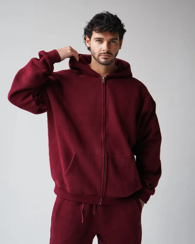 Reset Zip-Up Hoodie - Burgundy sold by First Health Apparel