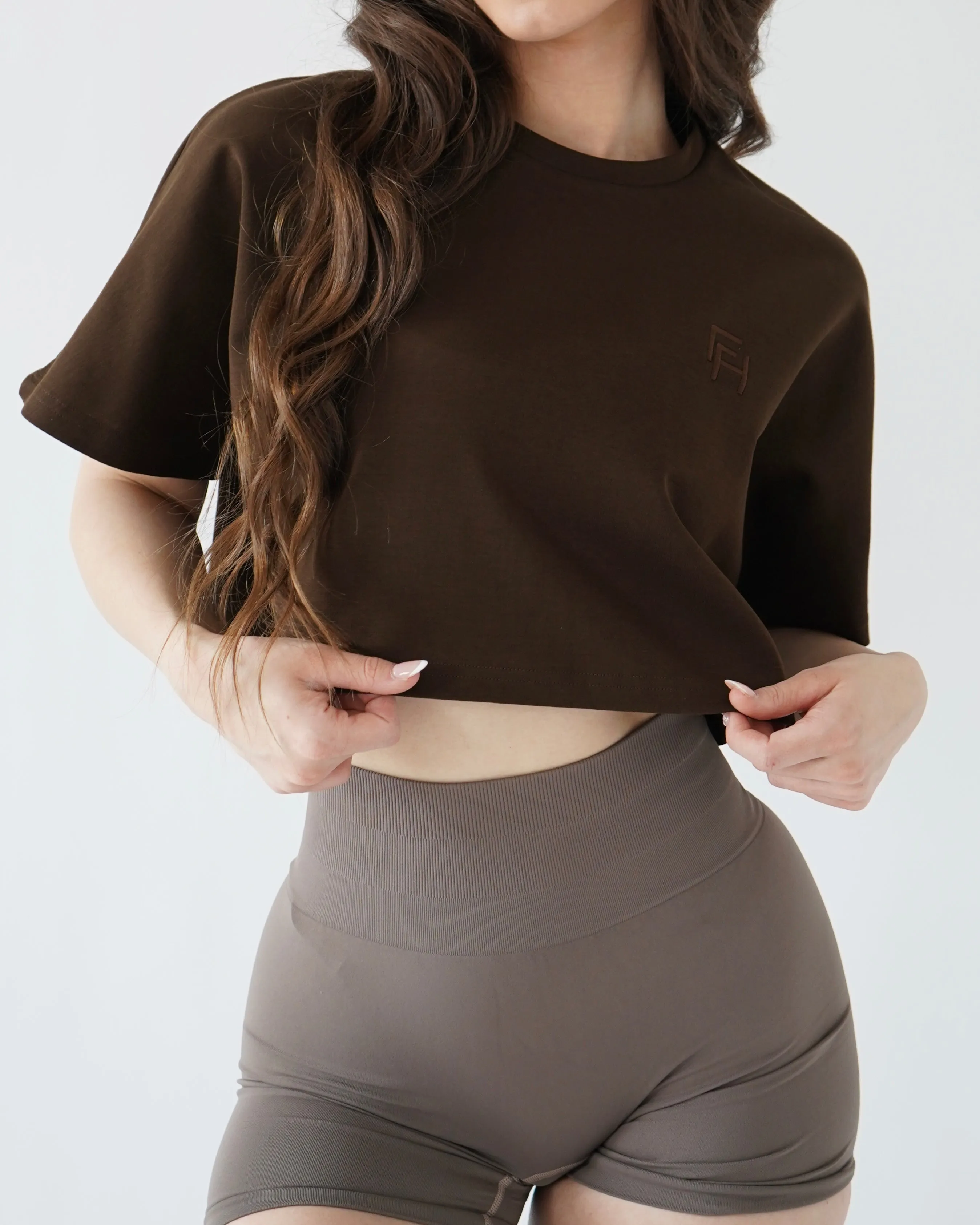 Relaxed Crop Top - Espresso sold by First Health Apparel product image thumbnail 3