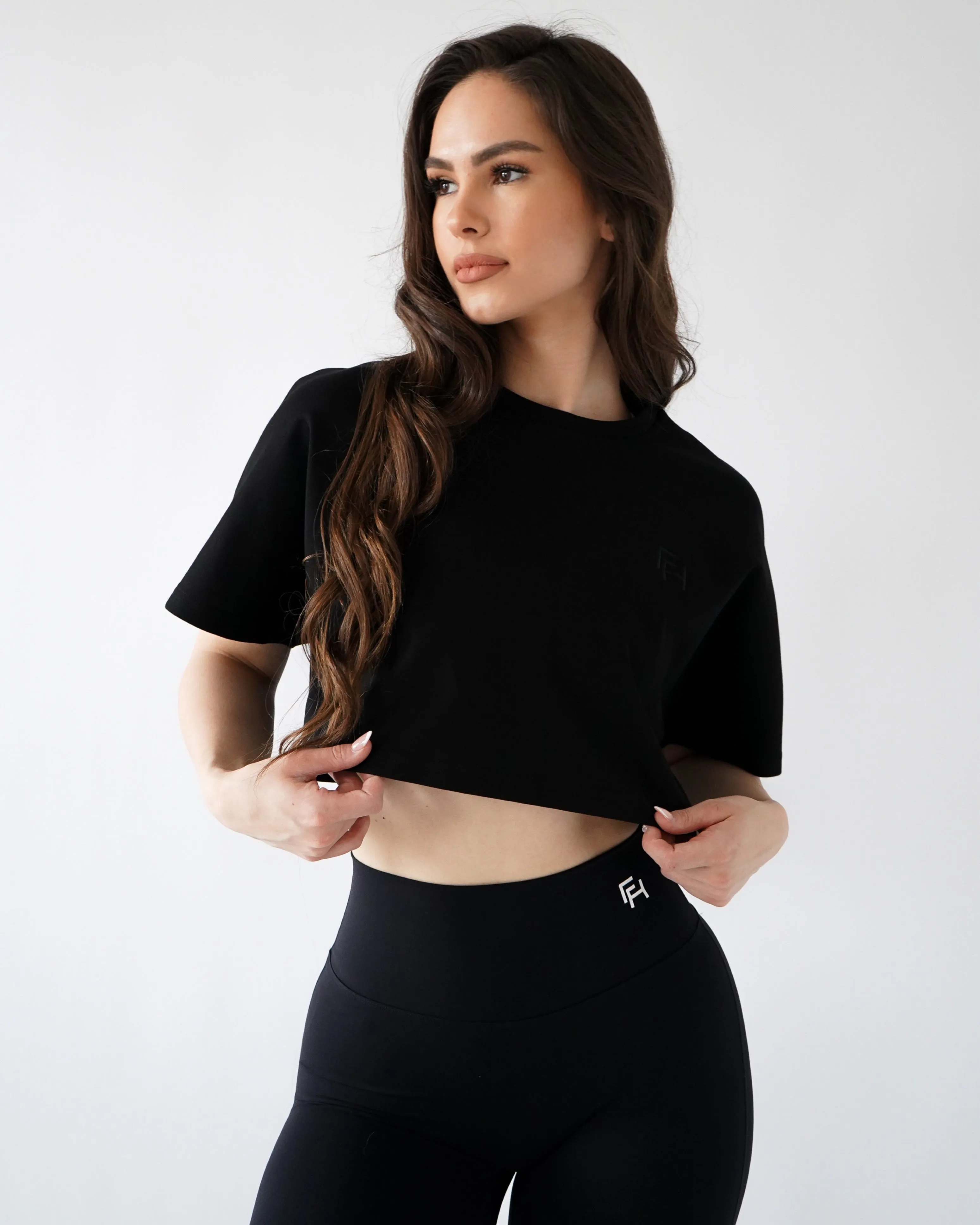 Relaxed Crop Top - Black sold by First Health Apparel