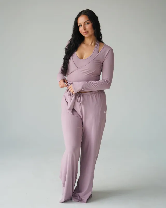 Cloud Ballet Wrap Top - Mauve made by First Health Apparel